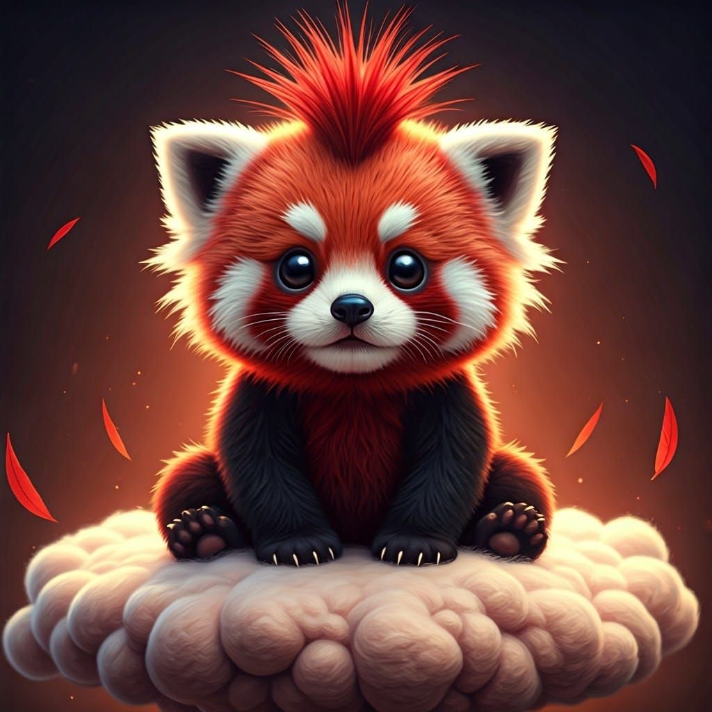 Adorable Red Panda with Yarn Fur in 4K Digital Art