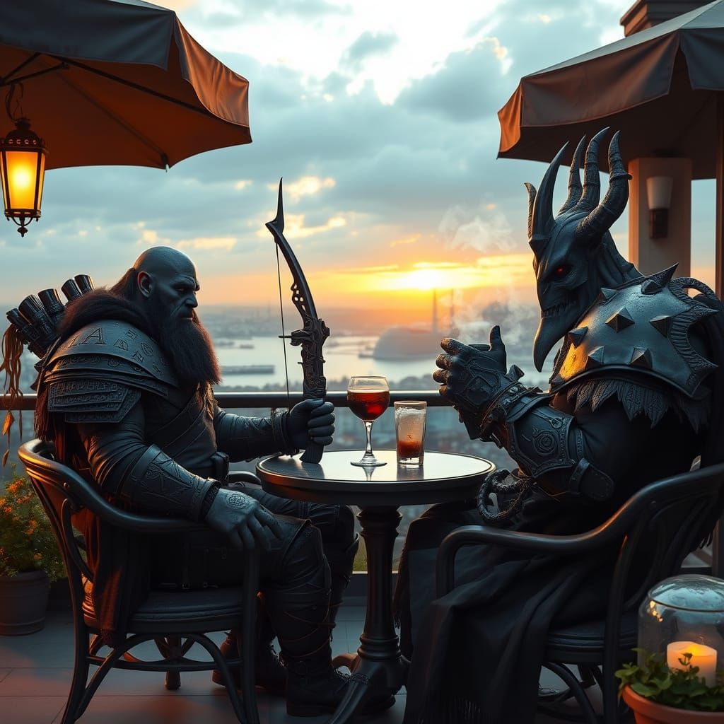 Orc Hunter and Lich King at Starbucks, Istanbul
