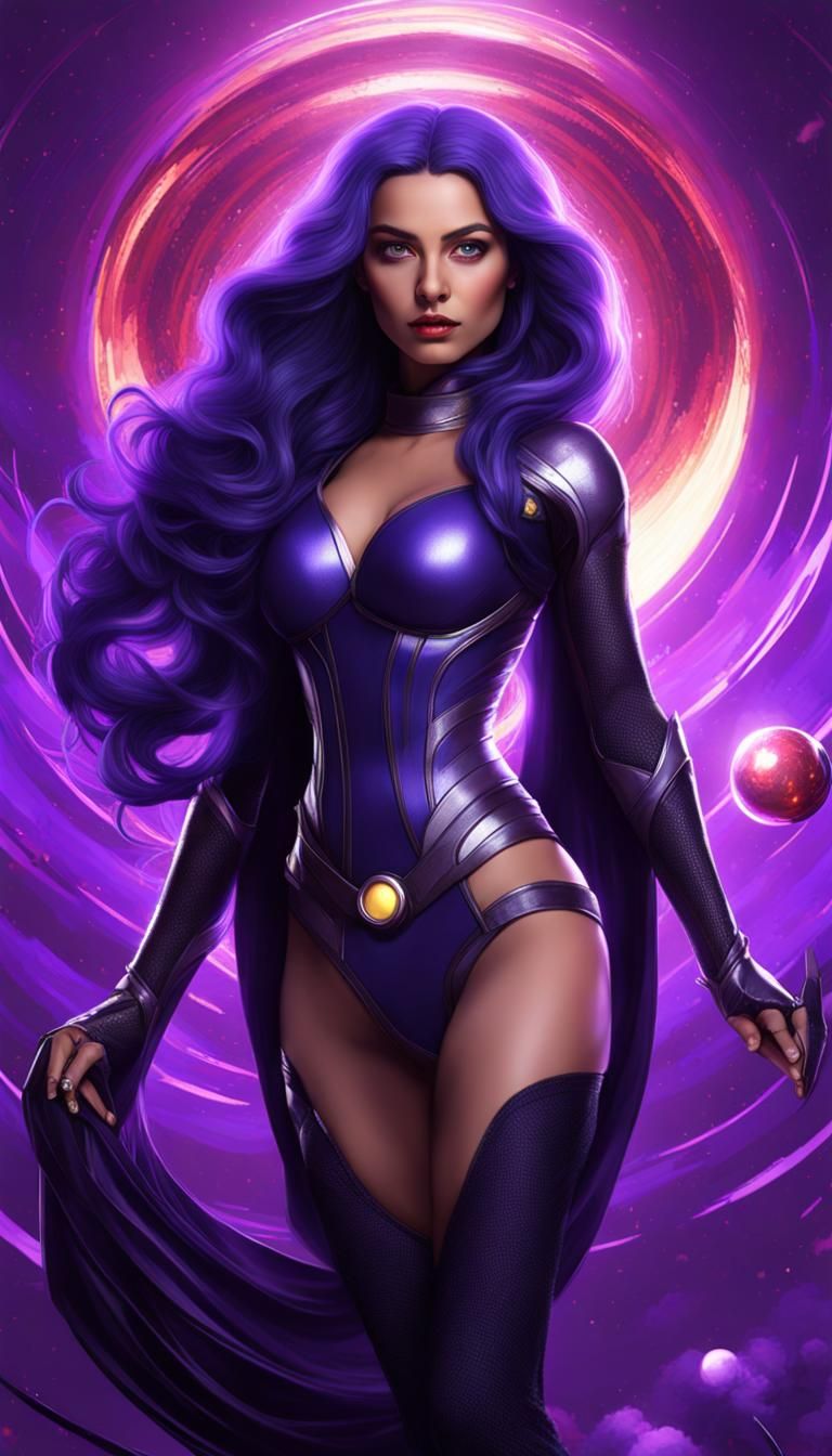 Female Superhero with Black Hole Power in Comic Art