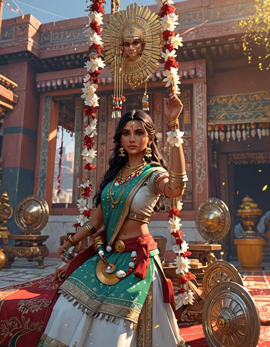 Beautiful Indian Woman in 3D Anime Style