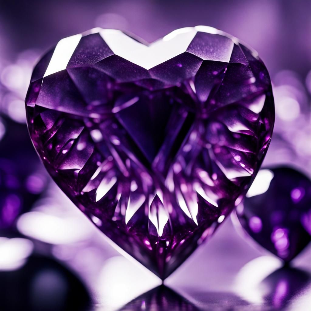 Mystical Purple Crystal Heart in Dark Fantasy Style