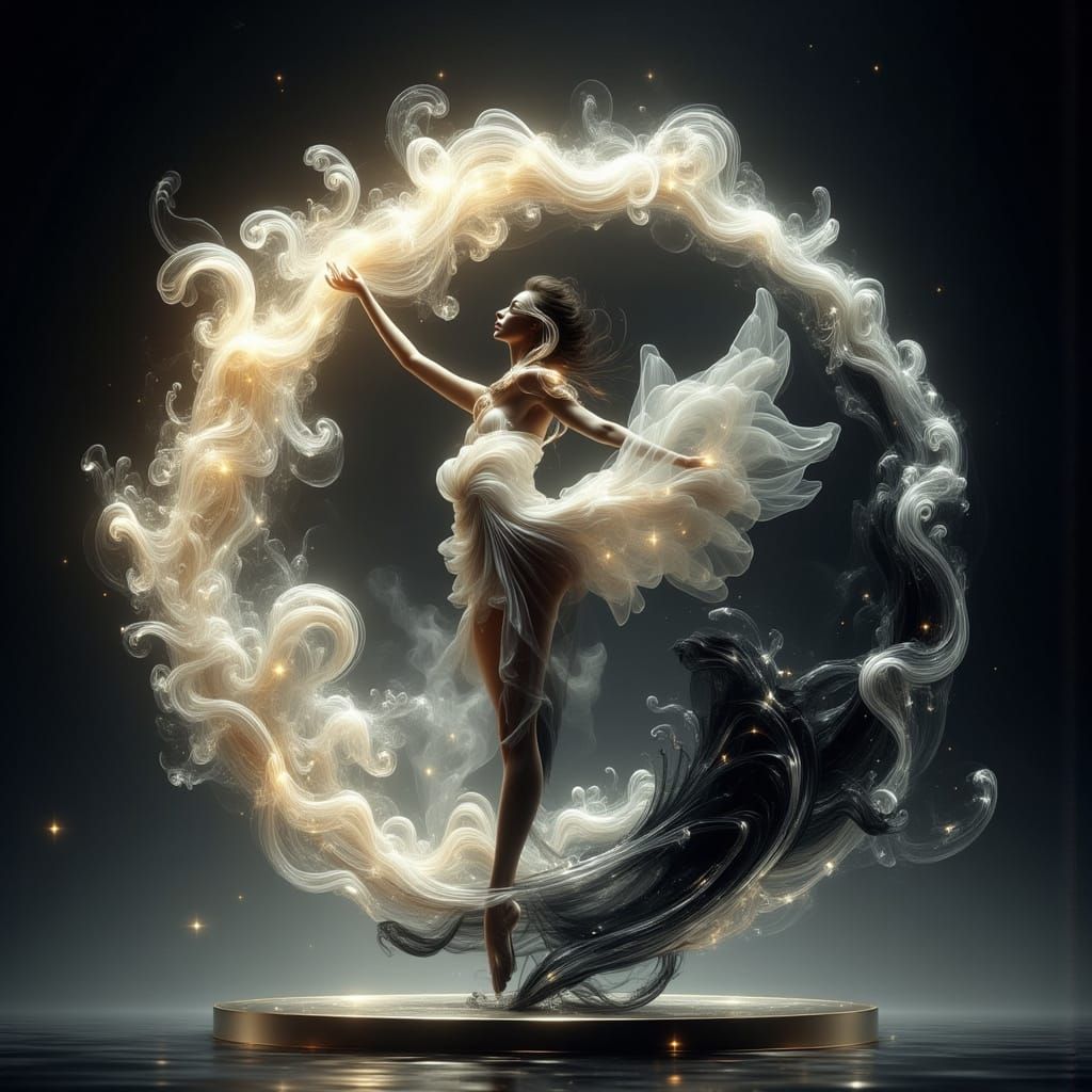 Yin and Yang Dancers in Ethereal Light