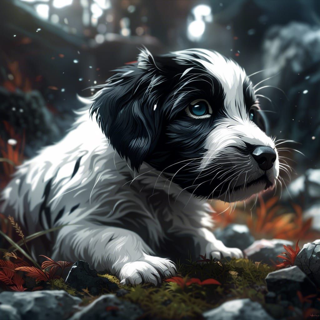 Cute Puppy in Illustrative Digital Art Style