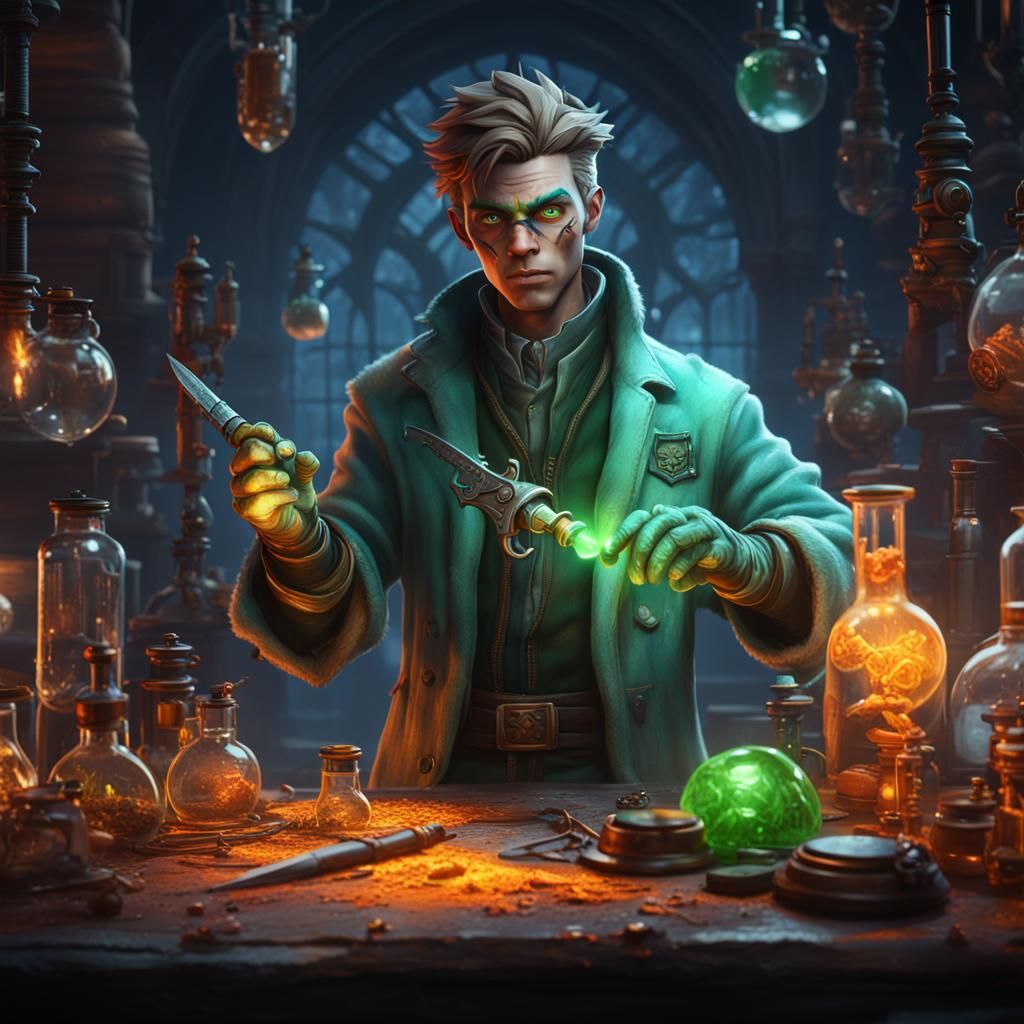 Kender Mad Scientist Rogue with Dagger