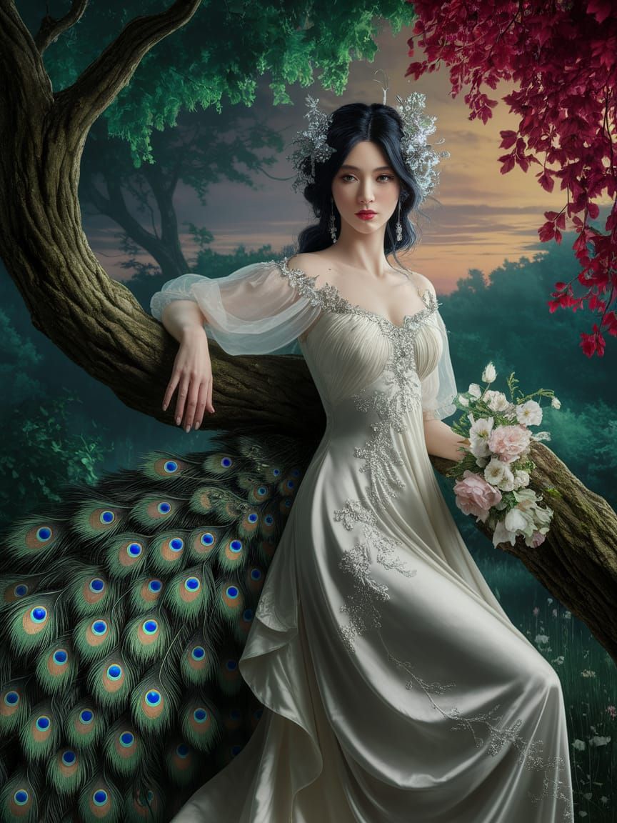 Ethereal Fey Bride Portrait in Art Nouveau Style