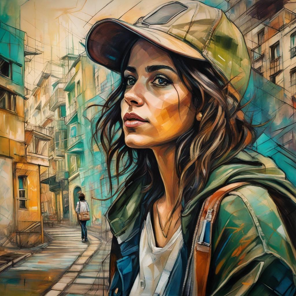 Abstract Portrait in Style of Street Art