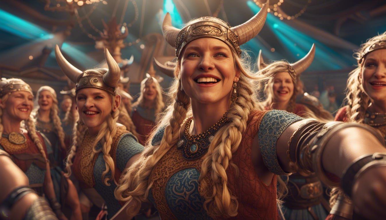 Hyperrealistic Viking Women Dancing in Circle