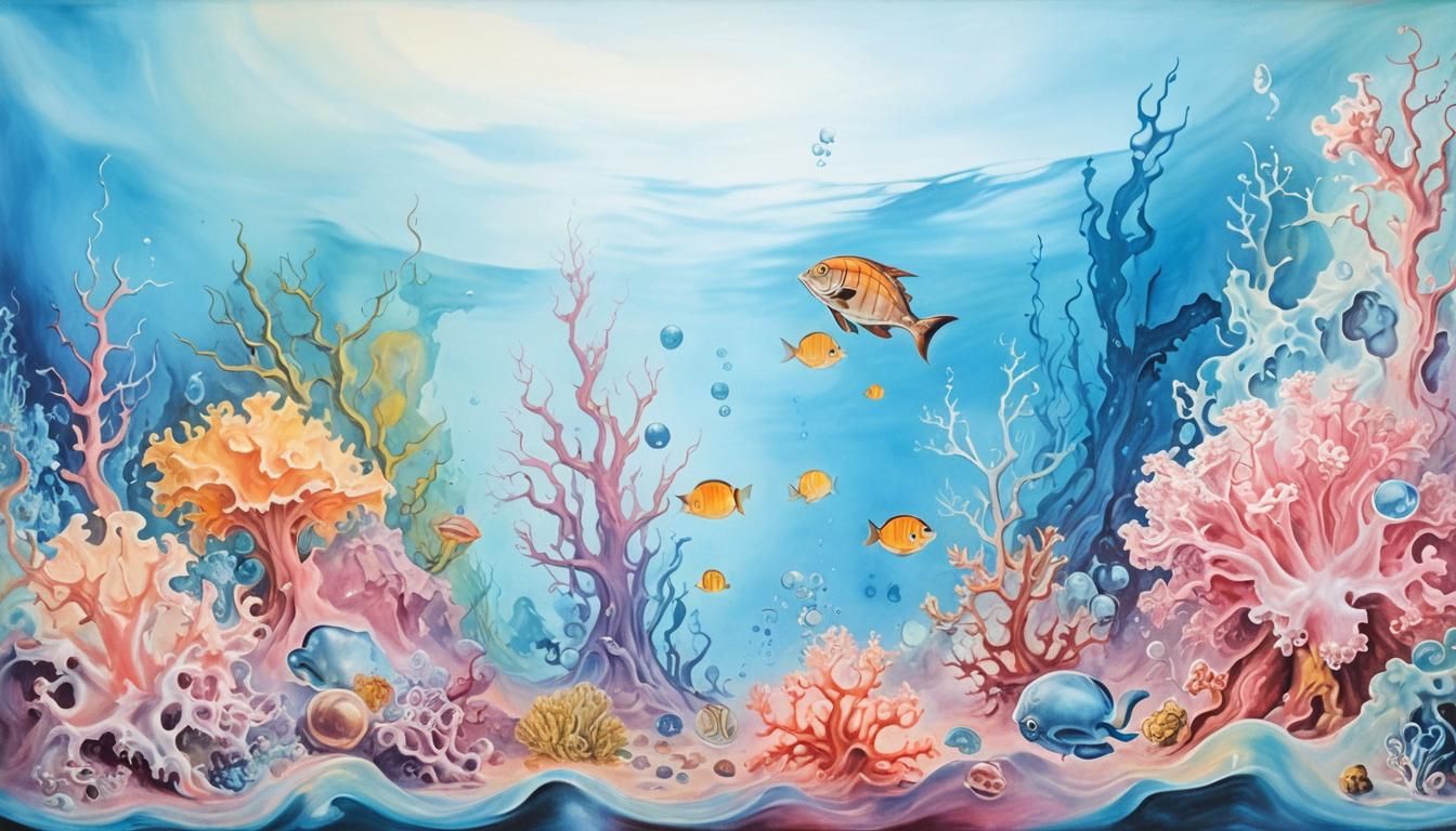 Surreal Sealife Underwater in Dali-esque Oil Painting