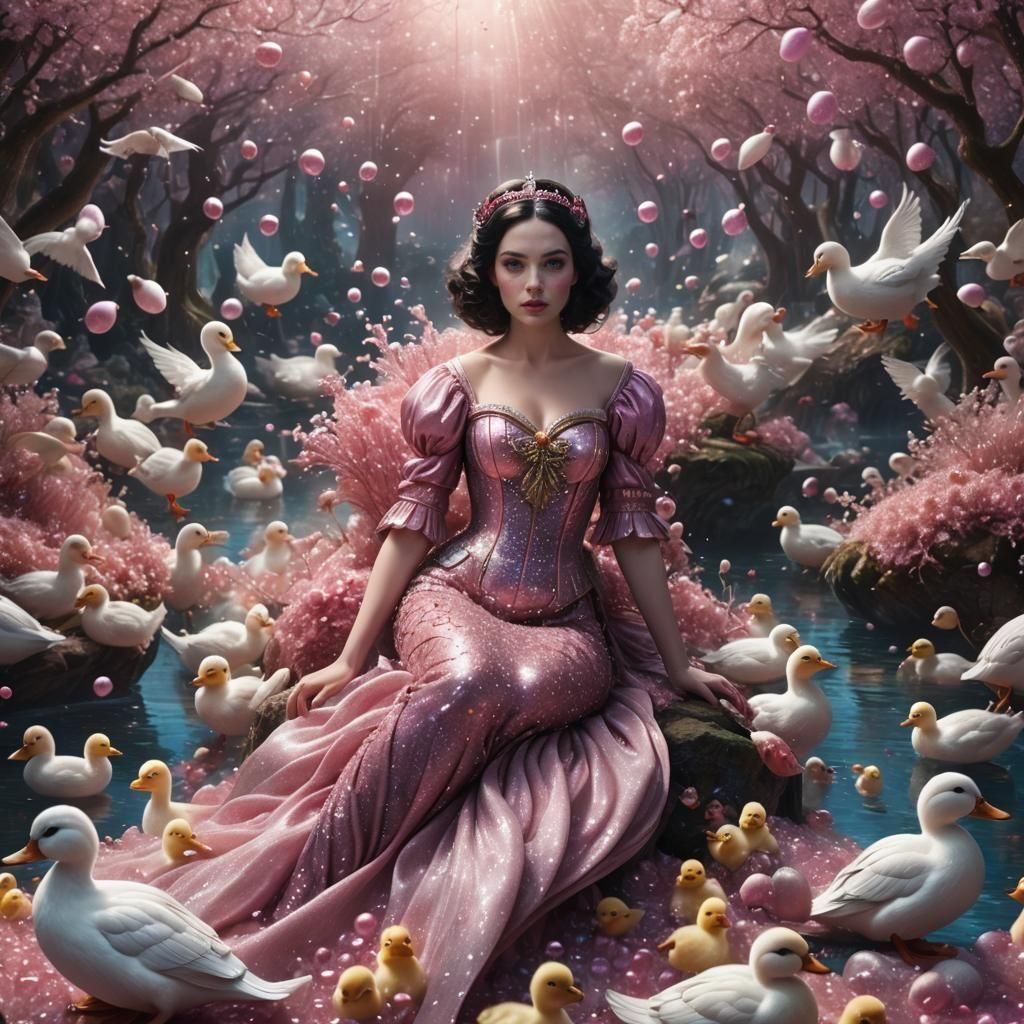 Snow White Space Mermaid with Pink Sparkles