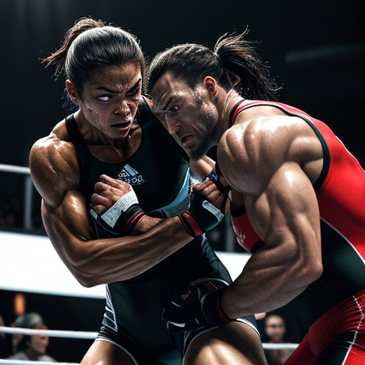 Intense Mixed Wrestling in Hyper-Realistic Splash Art