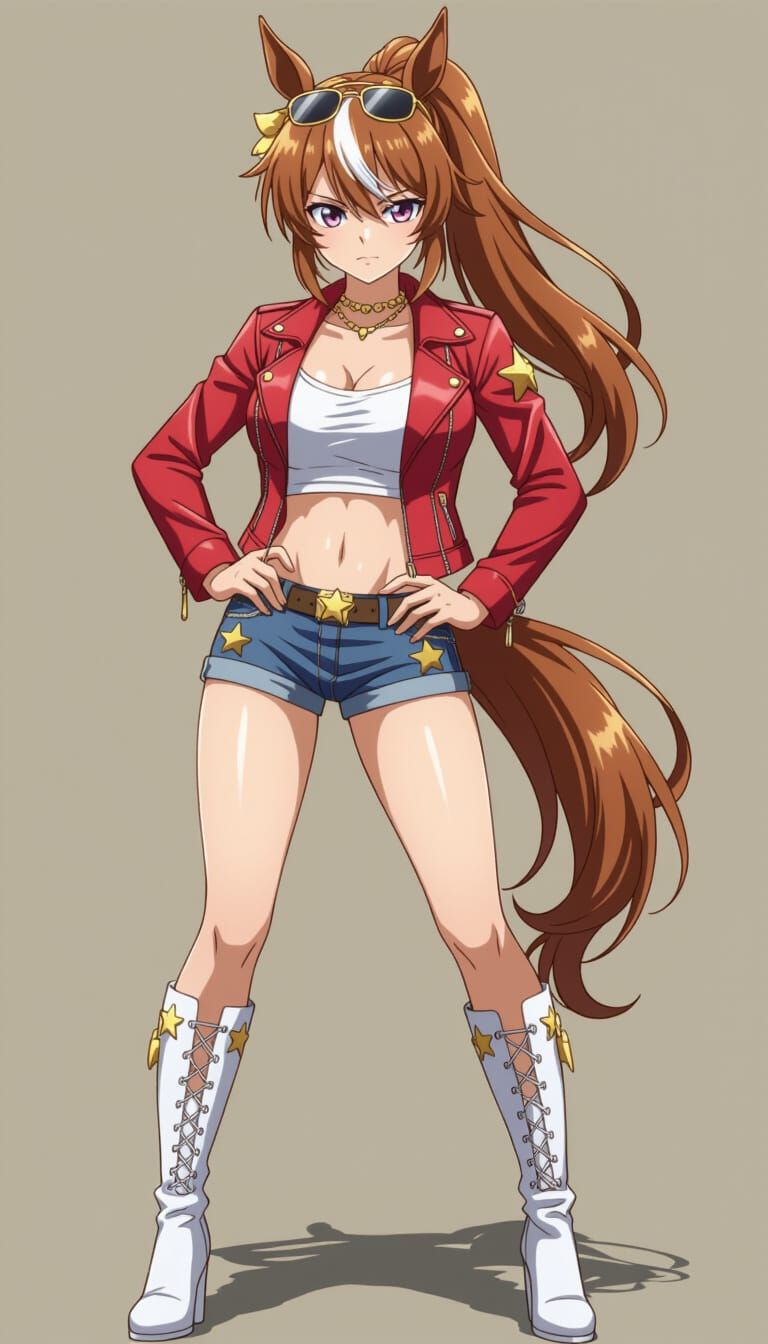 Uma Musume Biker Girl in Anime Style