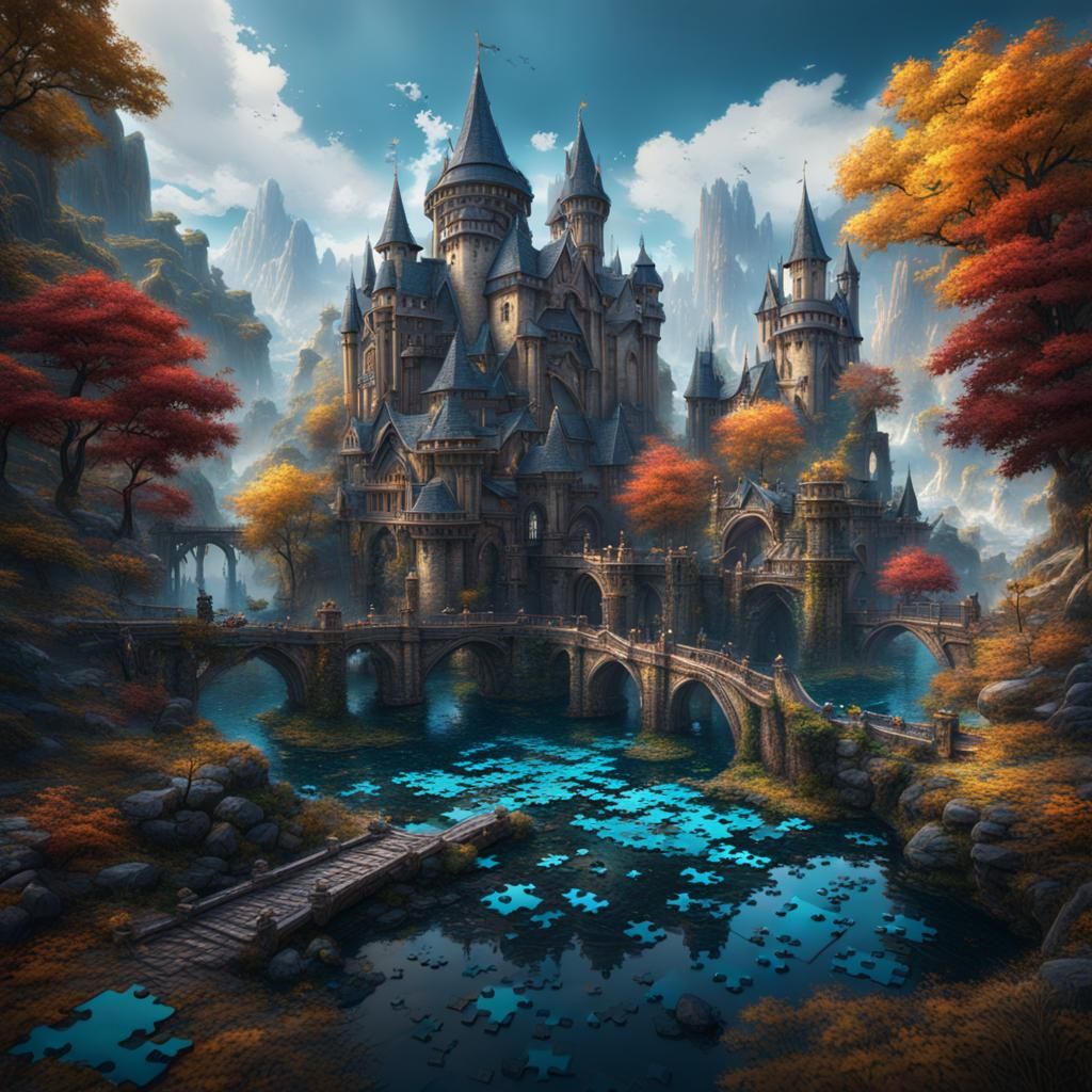 Fantastical Jigsaw Puzzle Concept Art in Deep Color