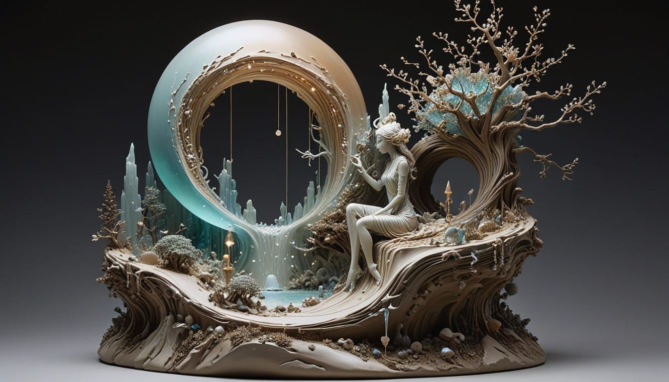 Ethereal Dreamscape Sculpture in Muted Earth Tones