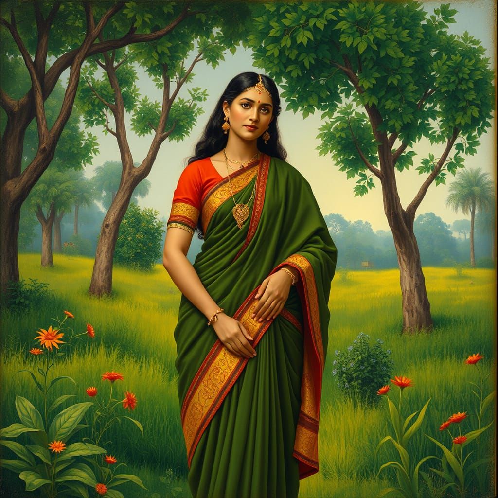 Goddess of Indian Gardens in Art Nouveau Style