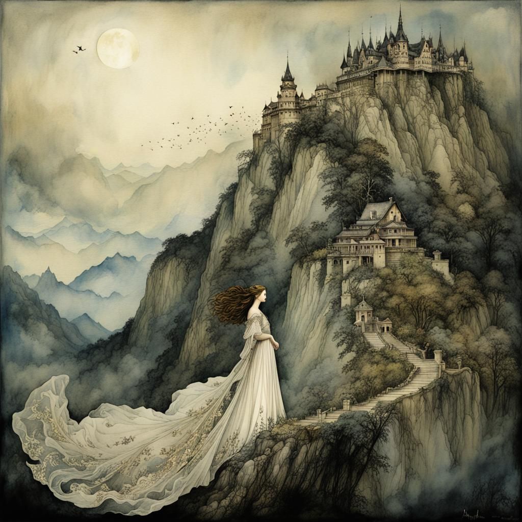 Banshee on Mount Olympus: Delicate Watercolor Painting