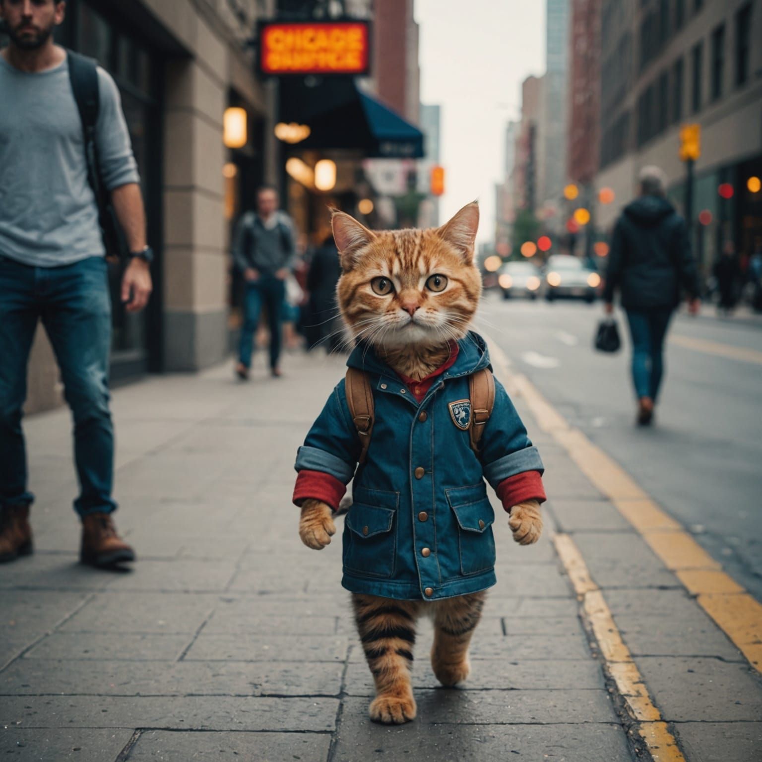Charming Cat in Chicago: Cinematic Film Still