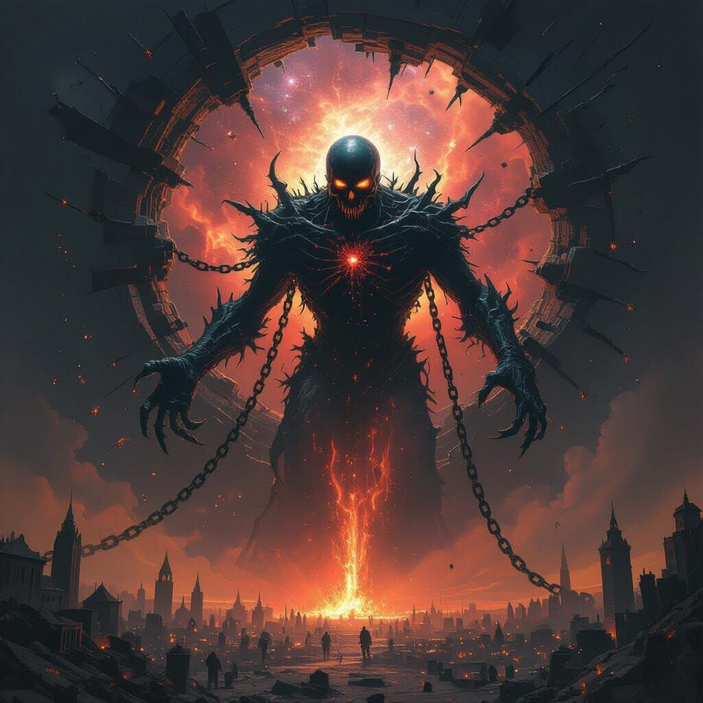 Cosmic Demon Ascends Through Rift, Revealing Star Galaxy