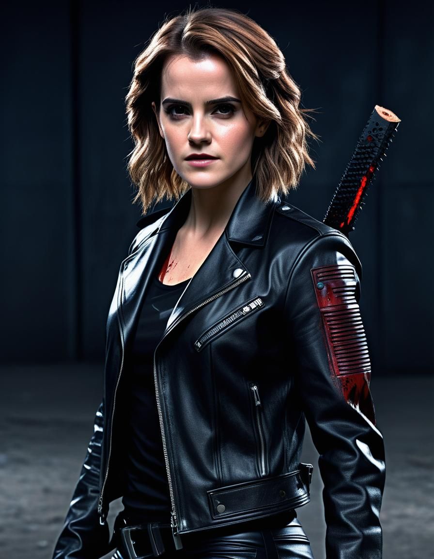 Hermione Granger in Cyberpunk Apocalypse, Hyperrealistic 8k