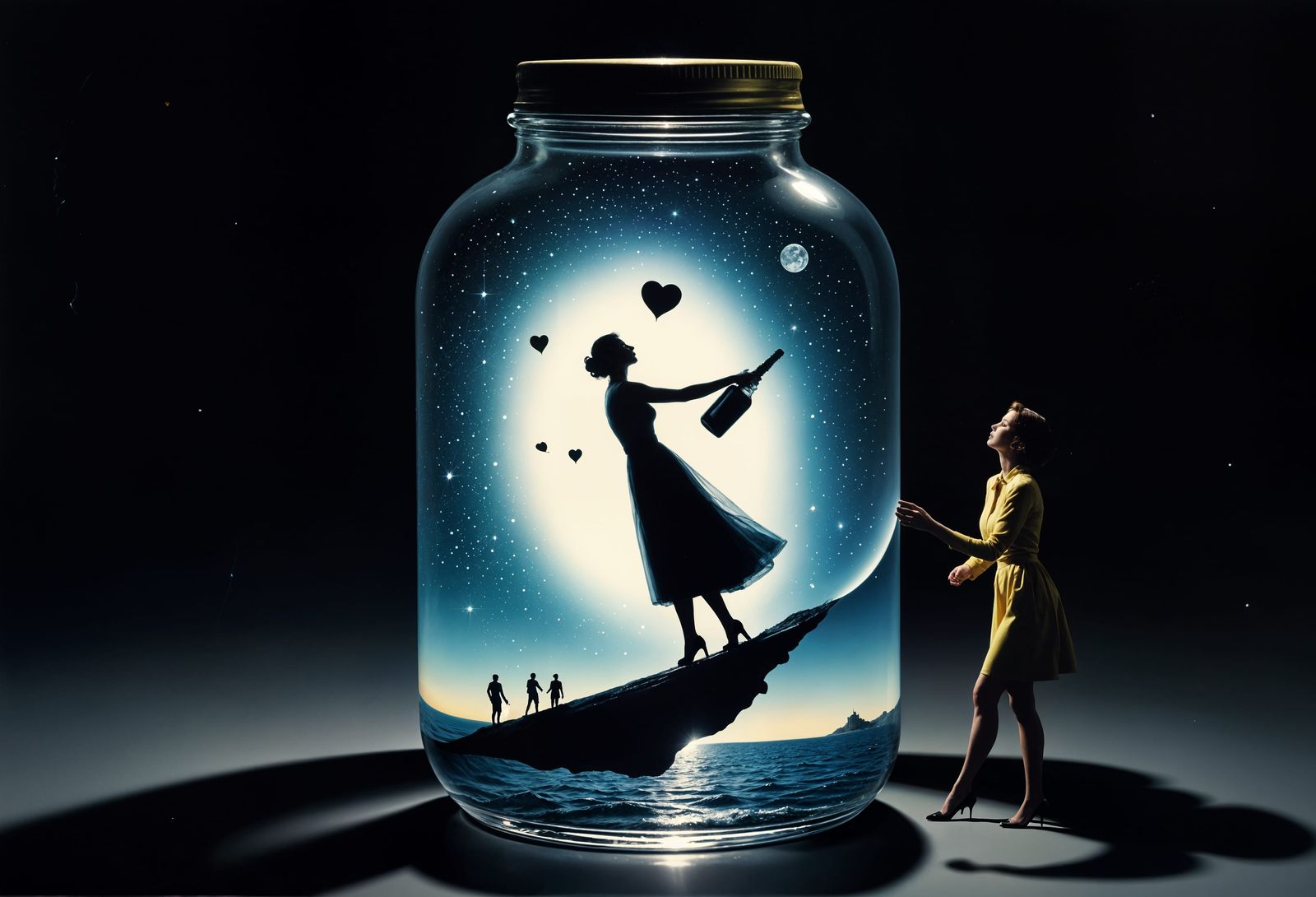 Surreal Love in a Bottle: Double Exposure Art
