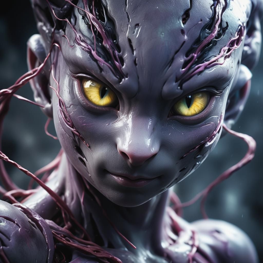 Mewtwo Close-Up in Electric Hues
