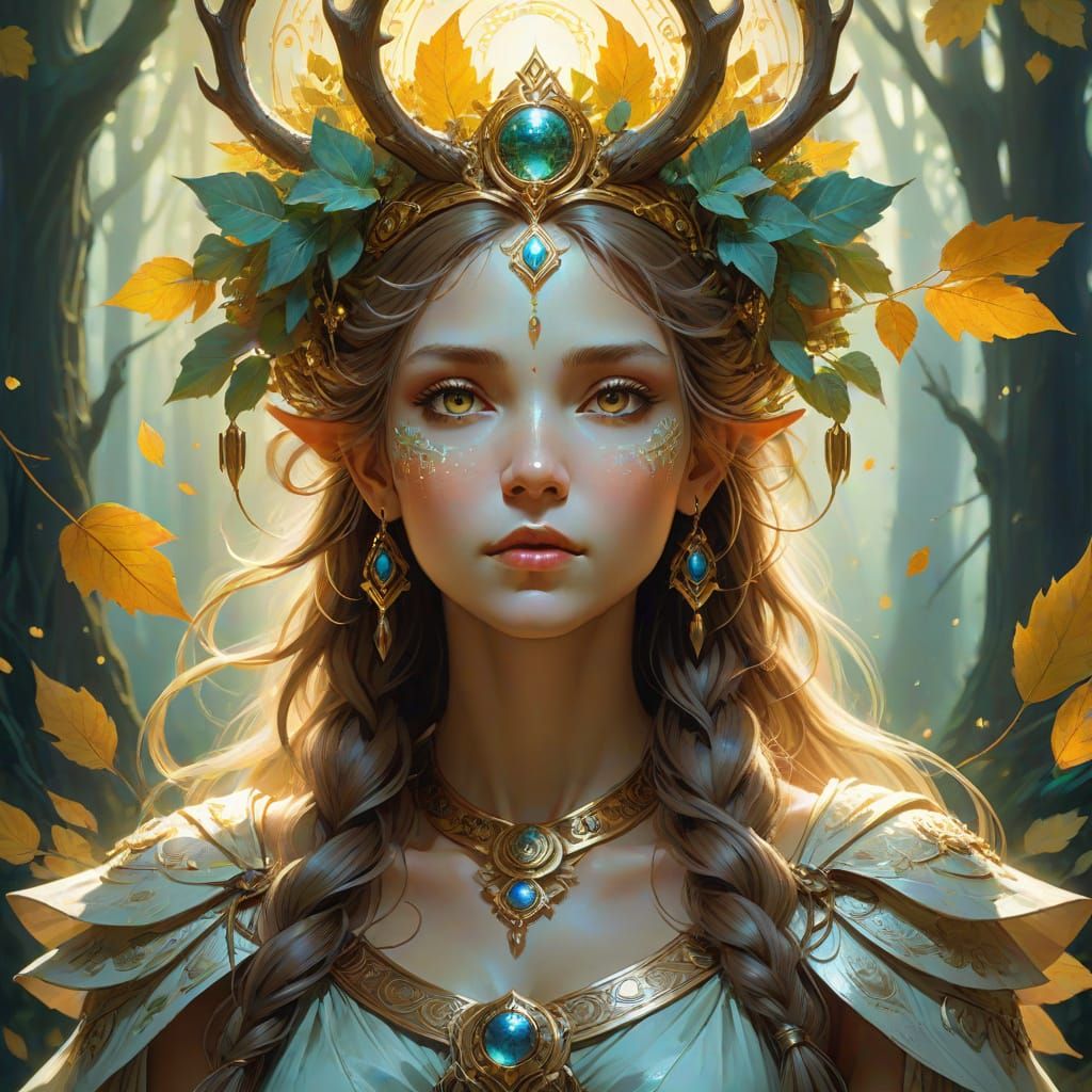 Forest Spirit Queen Portrait in Digital Art