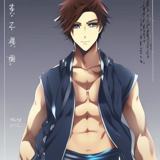 Anime Style Portrait of a Brown-Haired Man