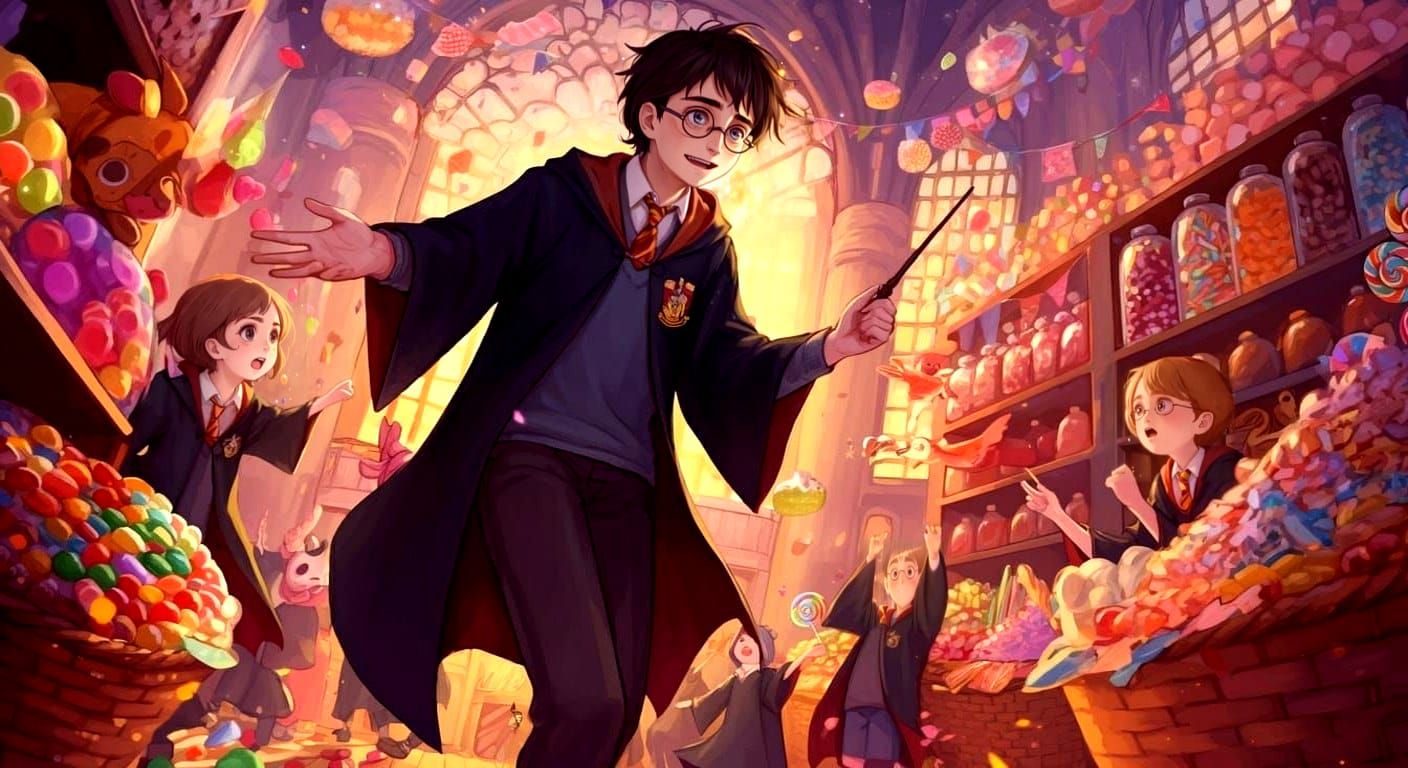 Harry Potter in Whimsical Magical Candy Wonderland