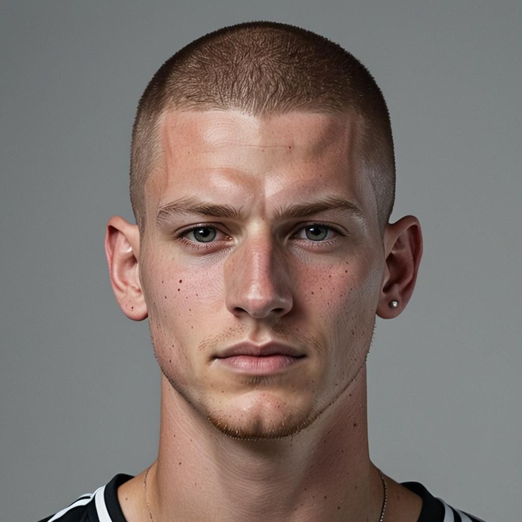 Detailed Portrait of Soccer Player with Tattoos