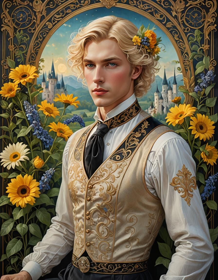 Bluegrass Portrait in Art Nouveau Whimsical Style