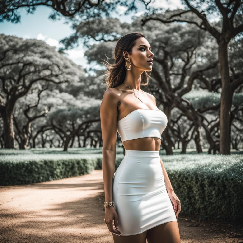 Girl in White Dress: DSLR-Style Park Photo