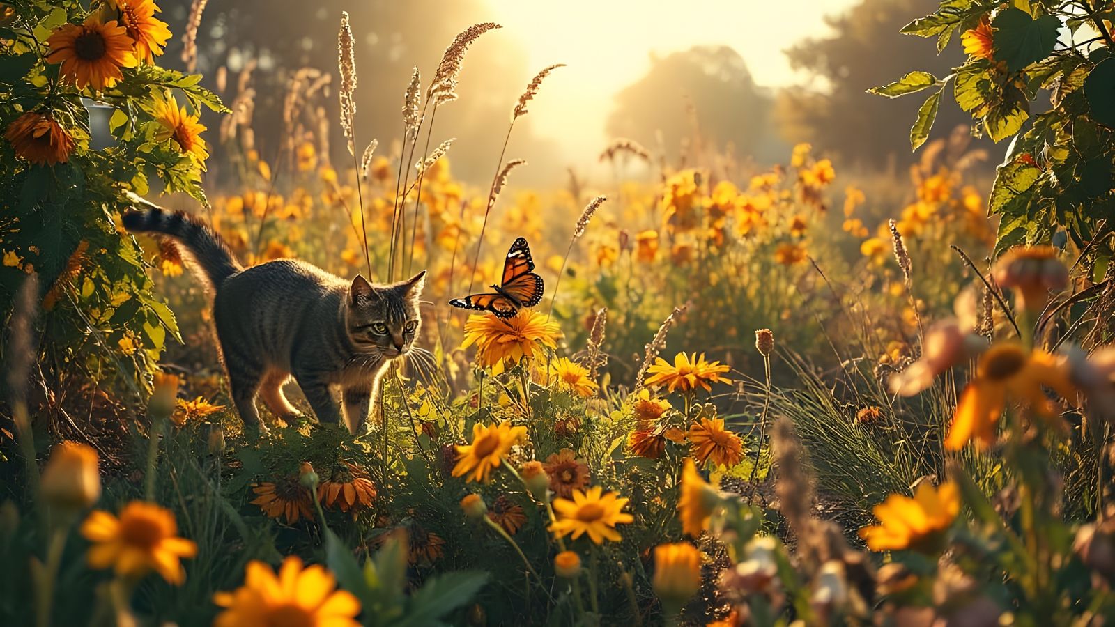 cat and butterfly