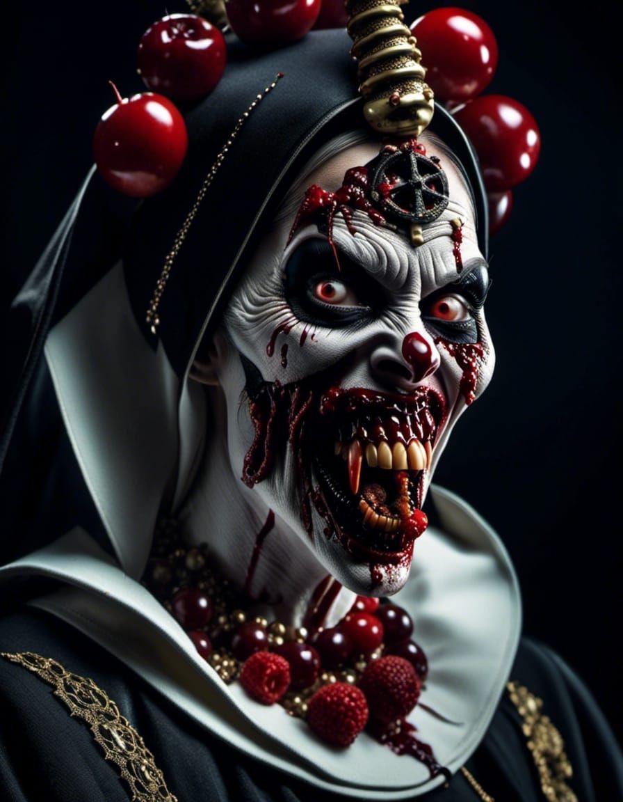 fruity zombie nun clown with horn