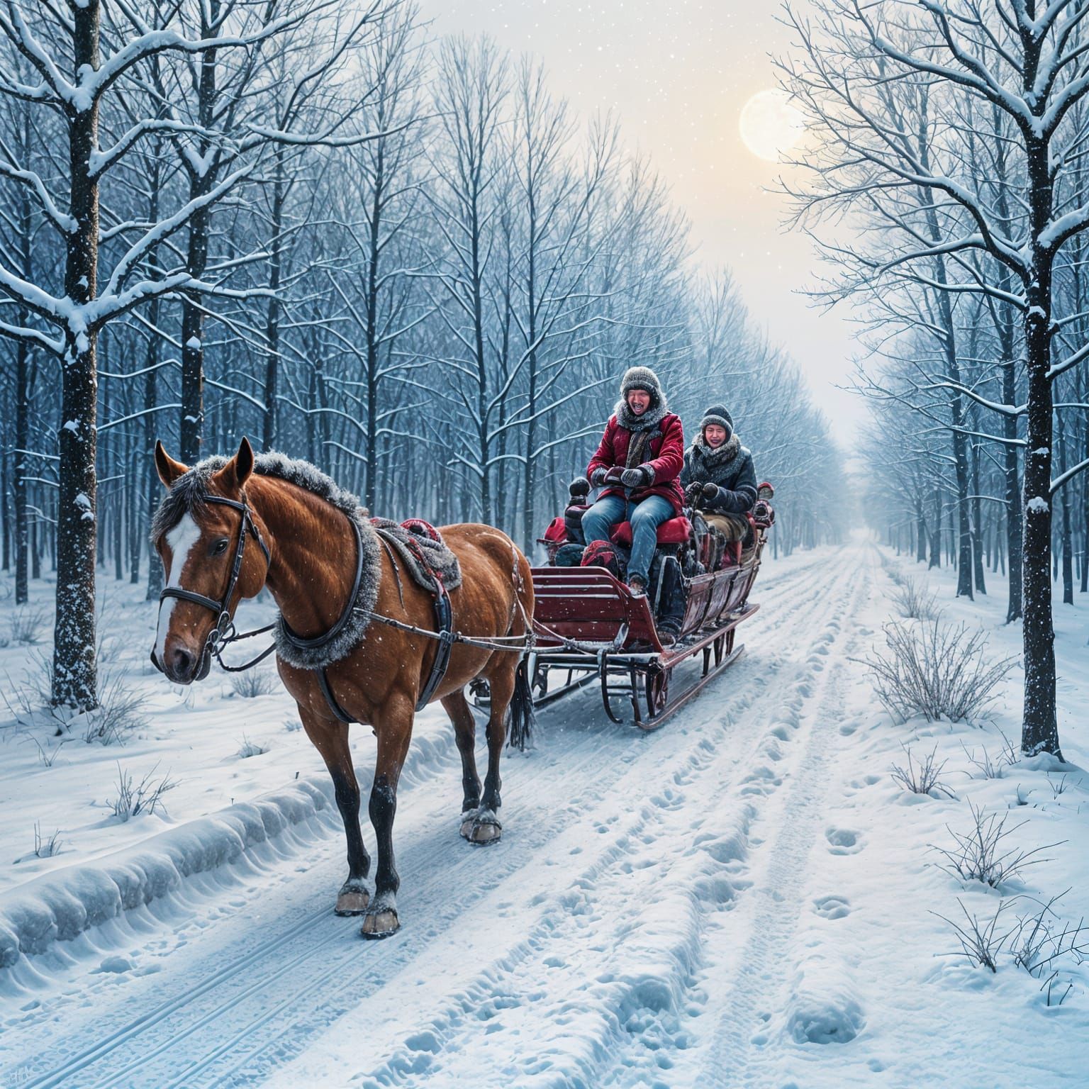 Serene Snowy Winter Sleigh Ride