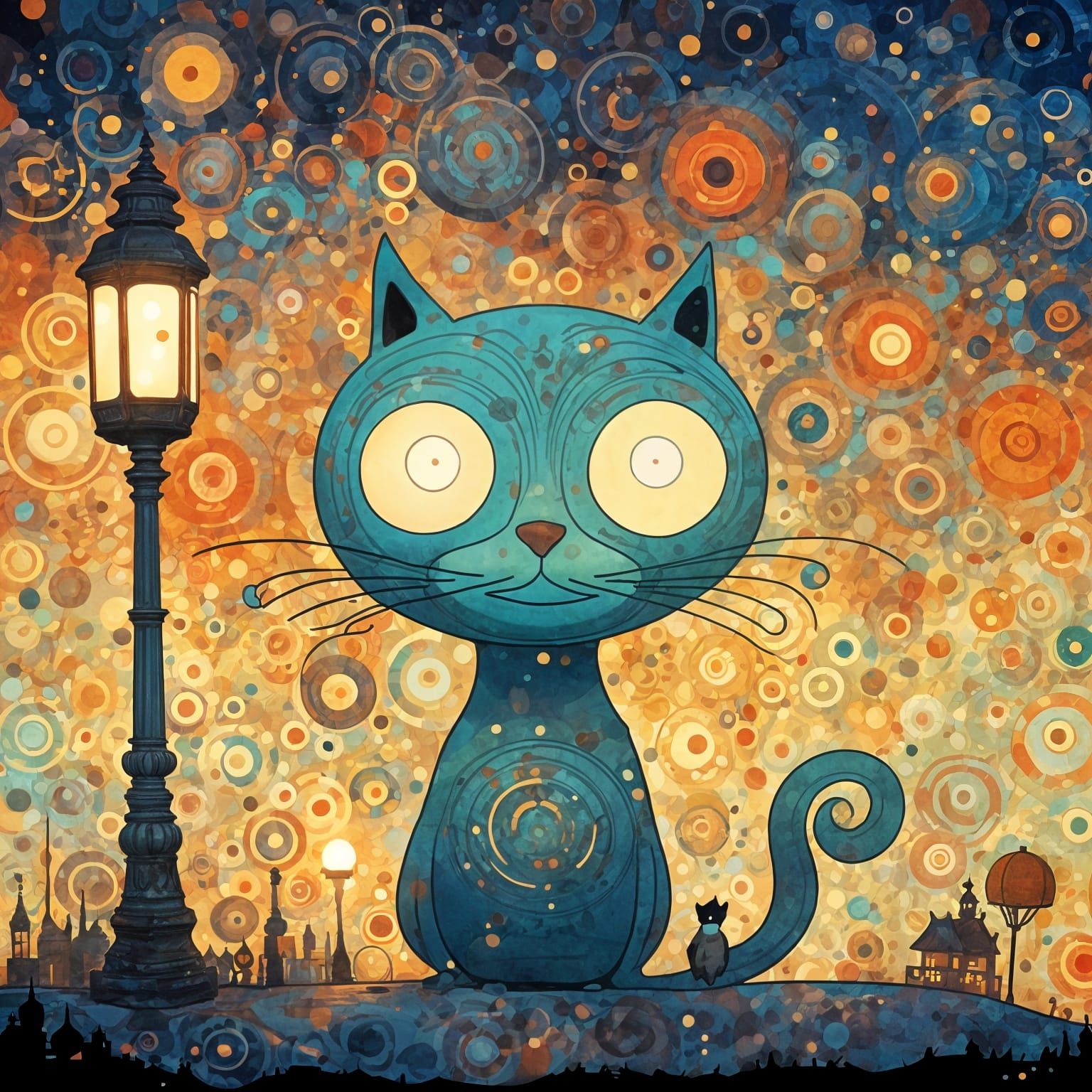 Illuminated Lamp Casting Light in Darkness