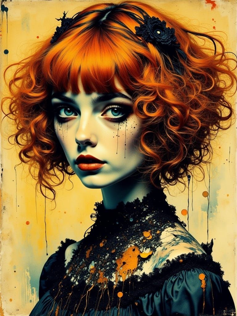 Gothic Surreal Portrait of Melancholic Woman