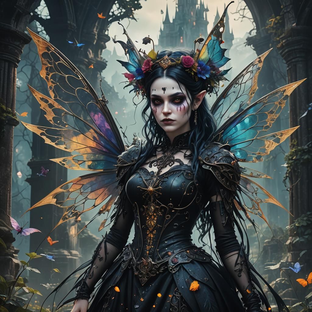Gothic Fairy Double Exposure Fantasy World Art