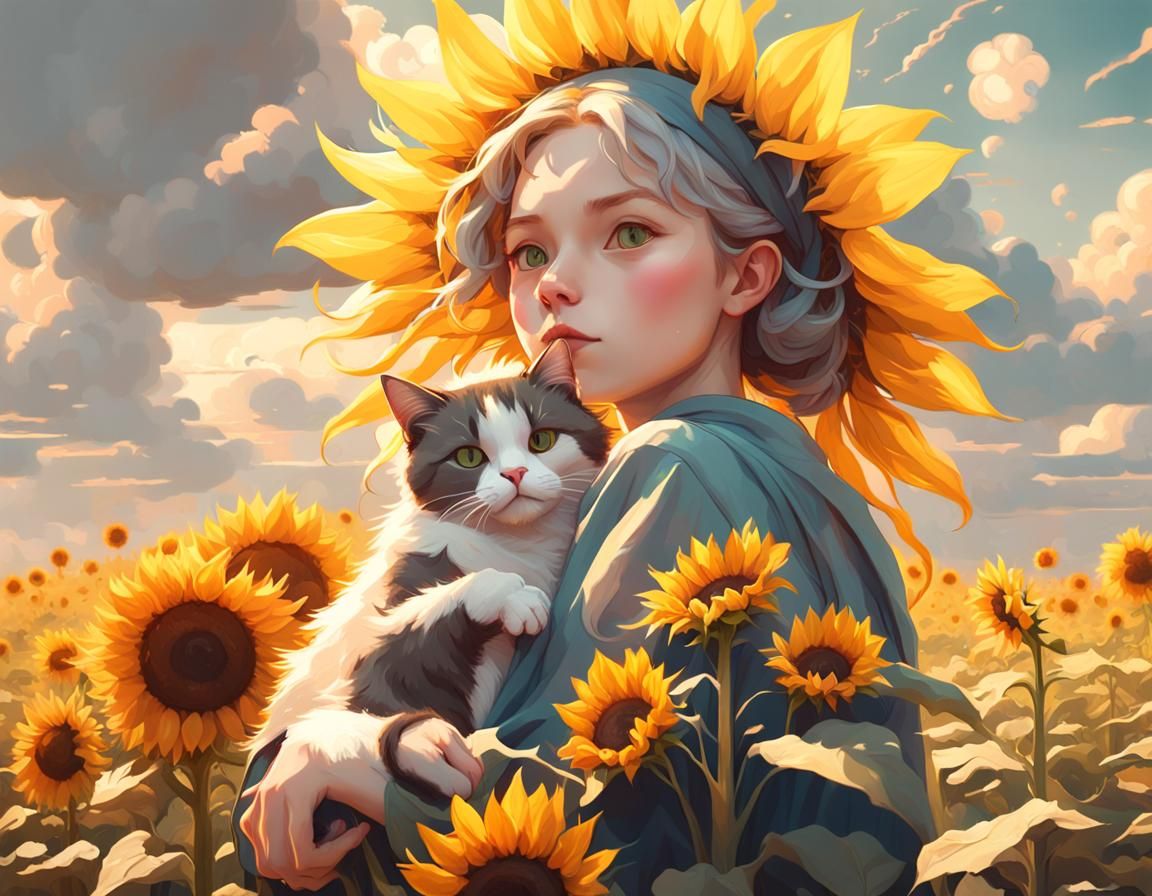 Surreal Sunflower Dreamscape in Soft Hues