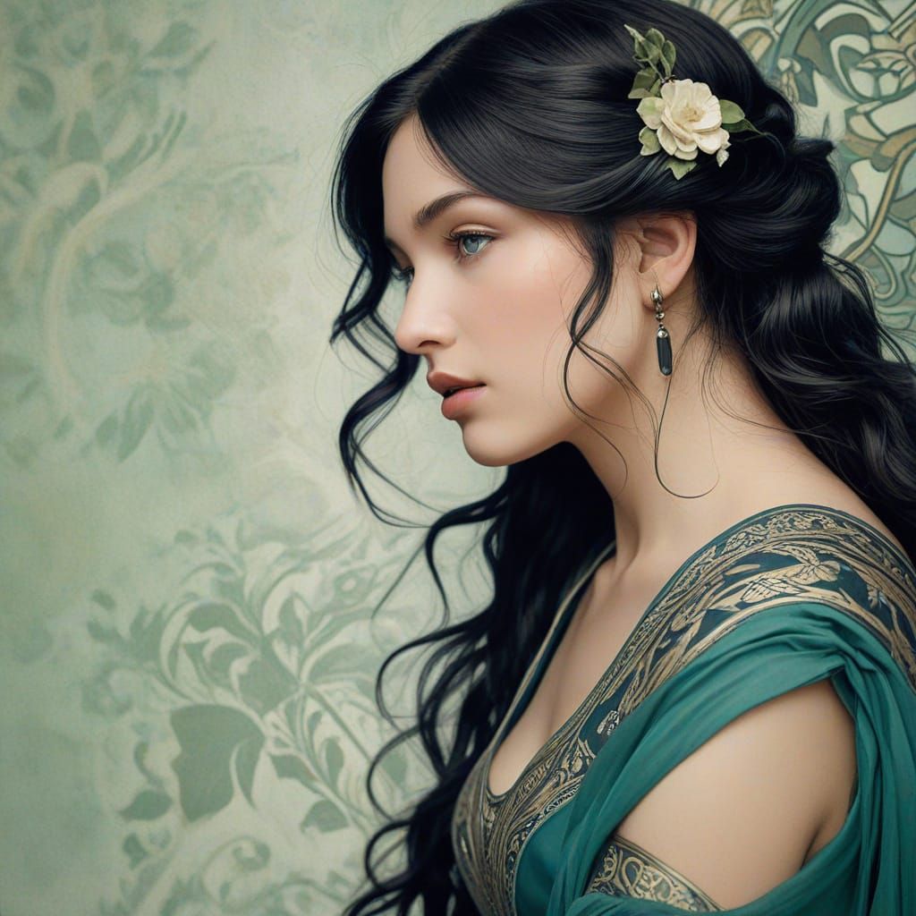 Art Nouveau Portrait of Aphrodite