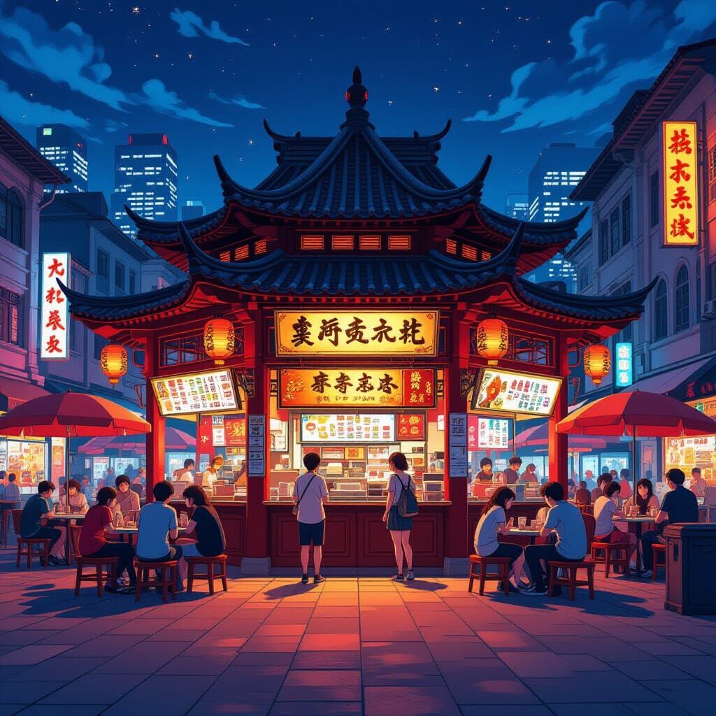 Lau Pa Sat at Night: Manga Scan Aesthetic