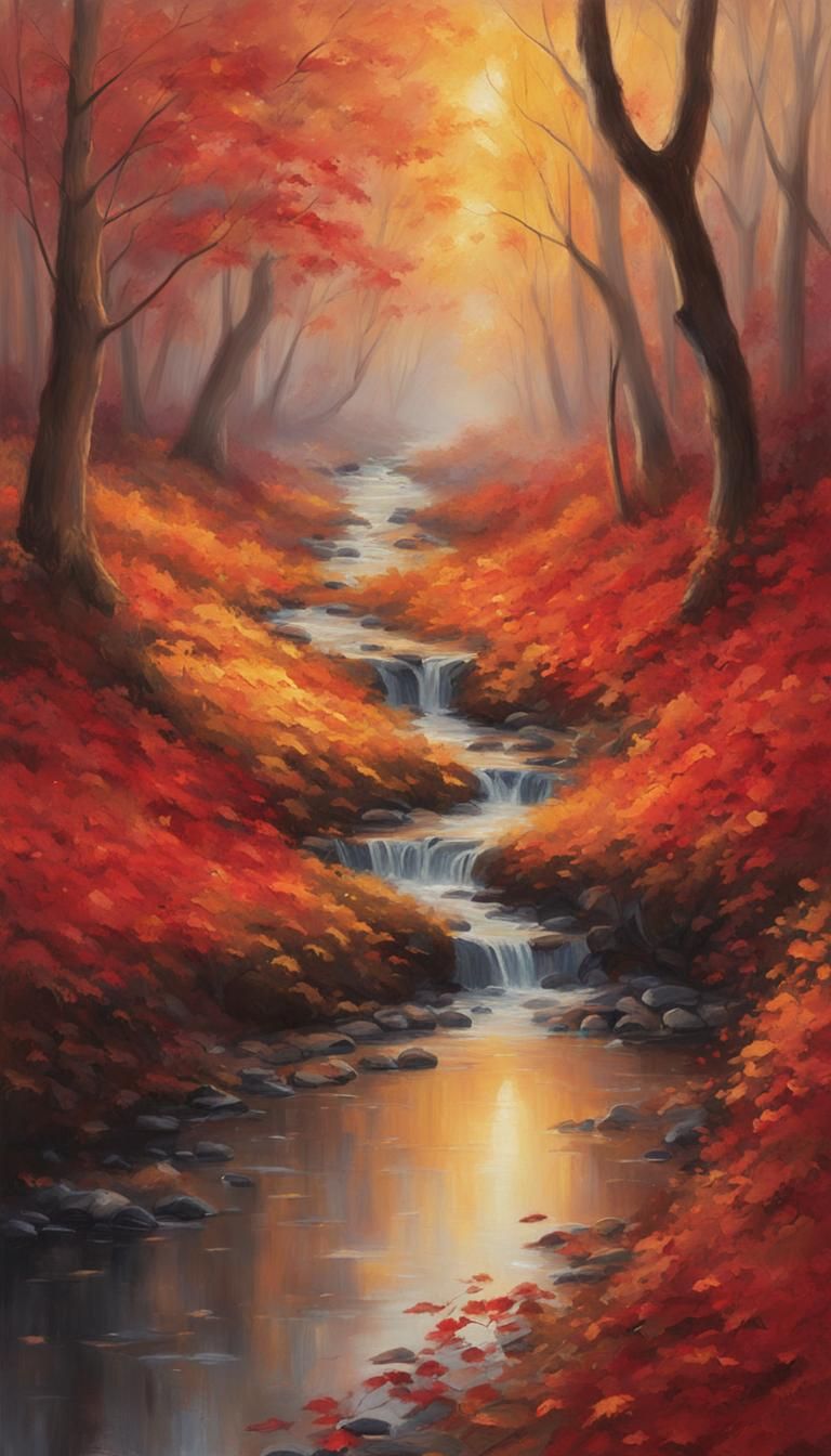 Impressionist Autumn Landscape with Golden Light