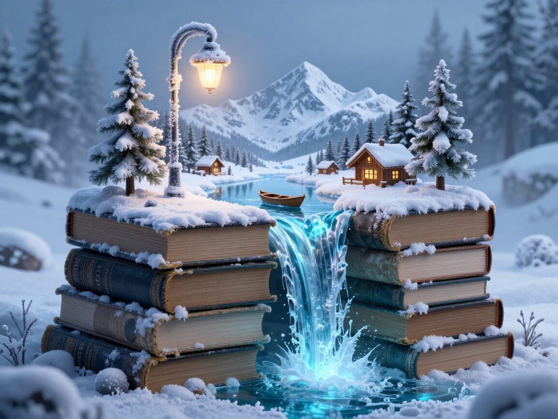 Surreal Winter World Emerges From Stacked Books