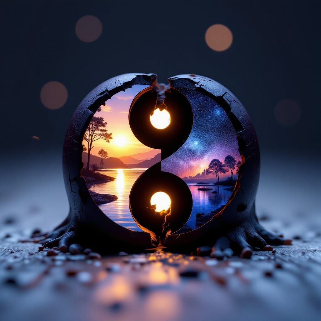 Yin Yang Cherry Trunks With Internal Light Scenes