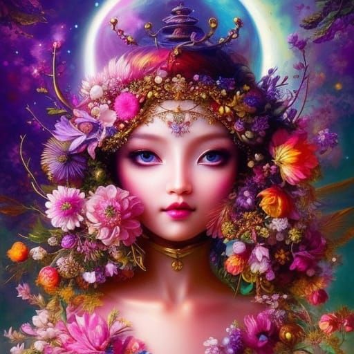 Chibi Forest Gremlin Portrait in Rococo Style