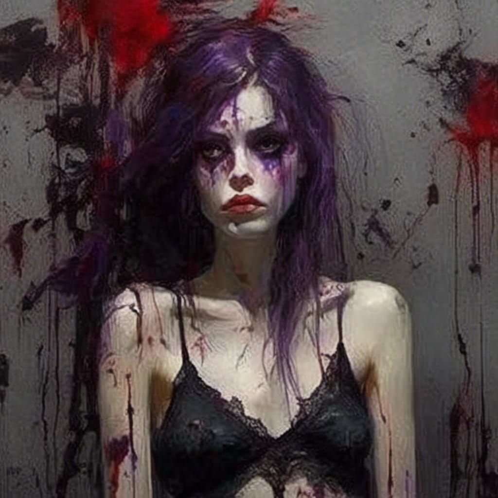 Sinister Gothic Woman in Ethereal, Maximalist Style