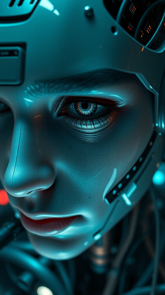 Hyperrealistic AI Selfie in Sci-Fi Noir Style