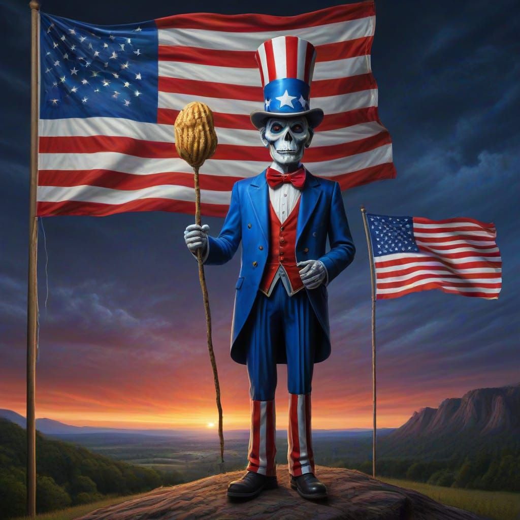 Uncle Sam in Neon H.R. Giger-Inspired Mr. Peanut Costume