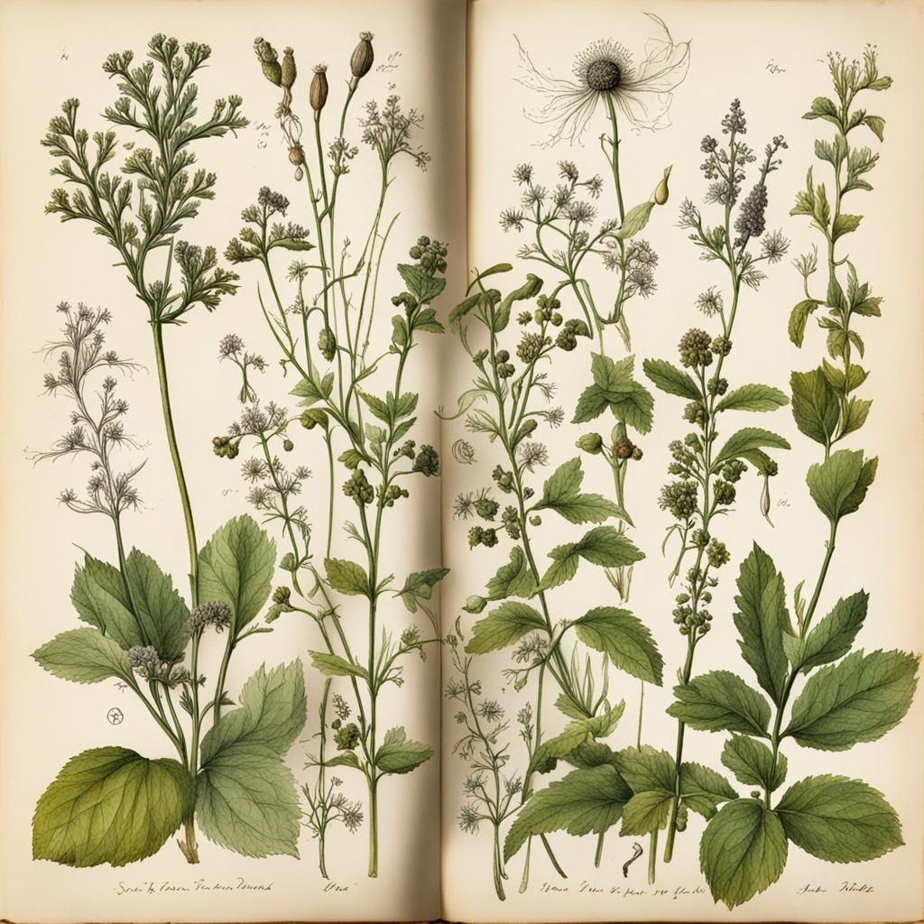 Botanical Ink Drawings of Herbs