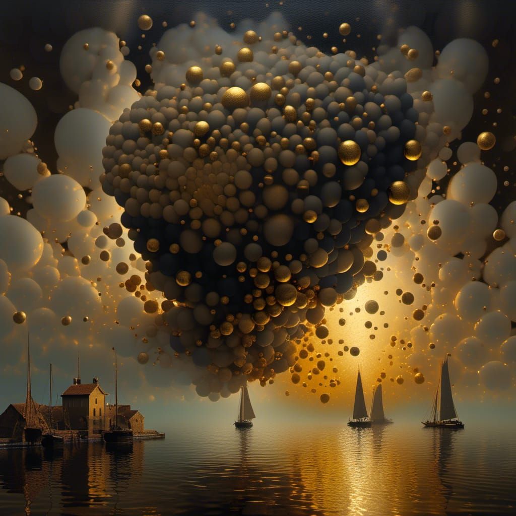 Golden Abstract Cycles: Bizarre Matte Painting in 8K