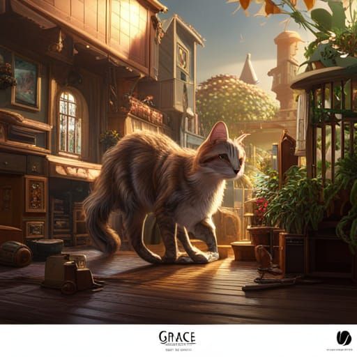 Detailed Digital Painting of a Ginger Cat