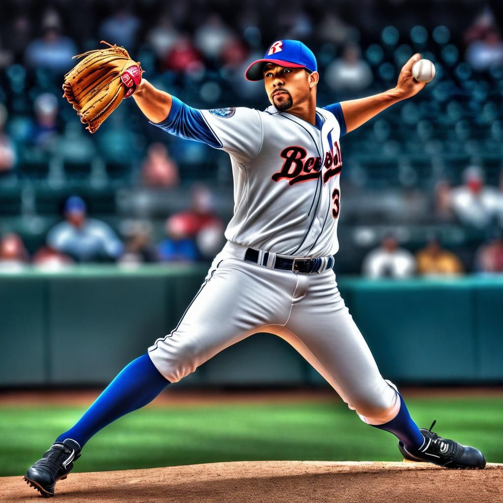 Hyperrealistic Baseball Pitcher in Action